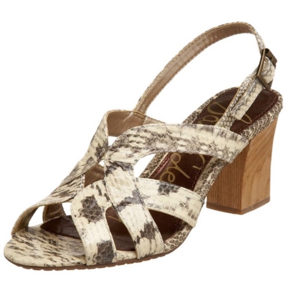 Sam Edelman Luna‎ Snake Texture Curvy Strap City Sandals Heels Women’s Sz 7